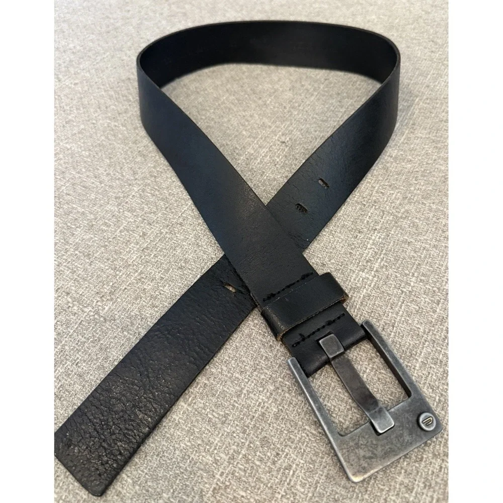 Vintage Diesel Black Brown Italian Leather Belt Mens Belt Size 32 CM 80 2 Inch P